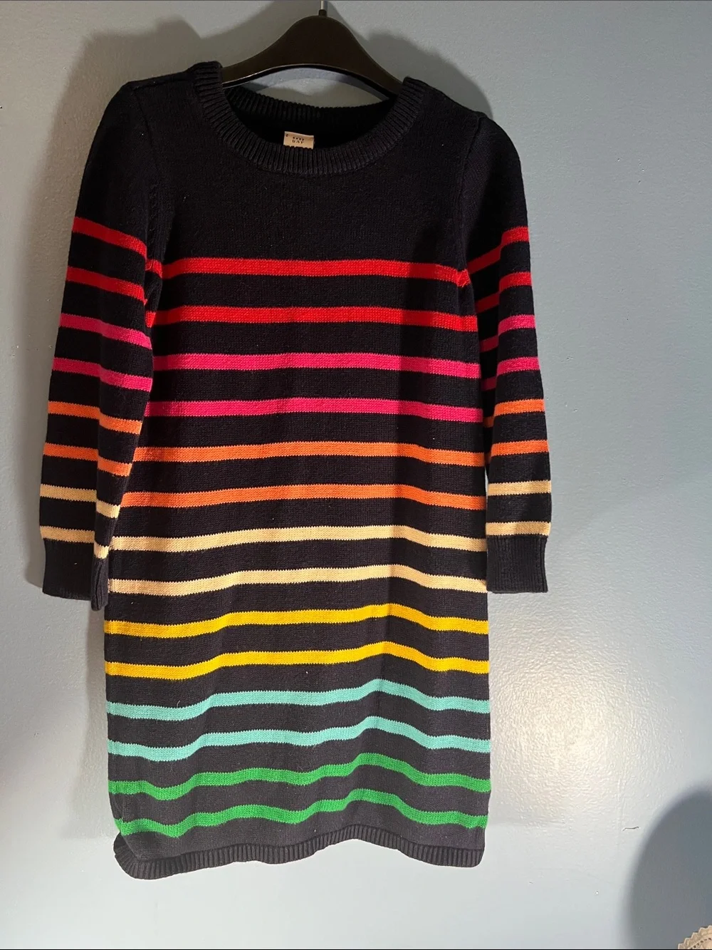 GAP Black Knit Dress with Multicolor Stripes